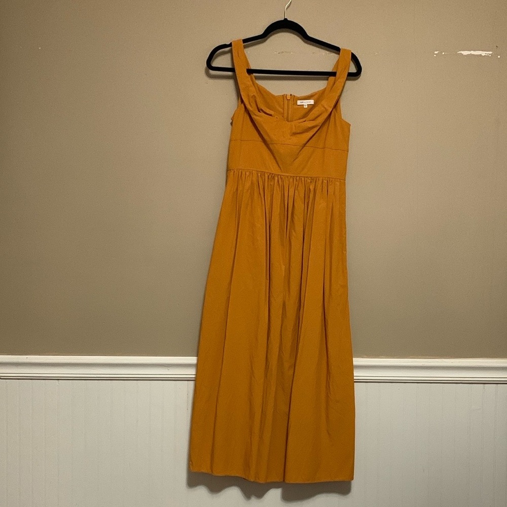Rebecca Taylor Women’s Sleeveless Medium Mustard Midi Dress Minimalist Quit